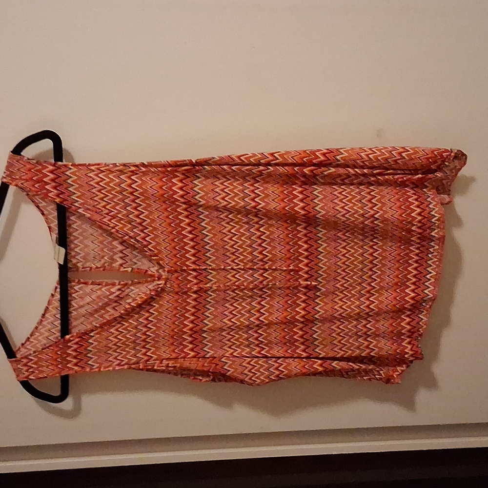 Vibrant Orange Patterned Tank Top